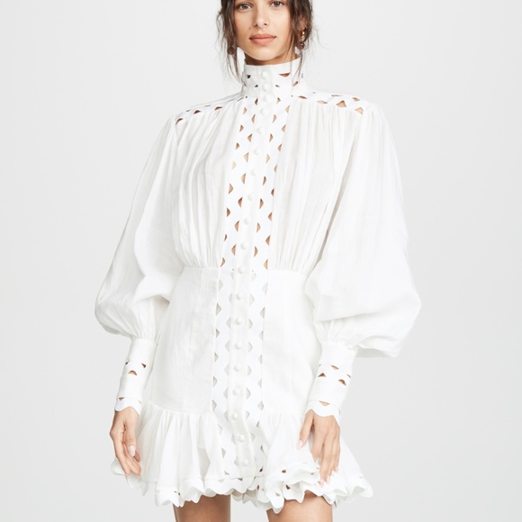 SOLD ♥️ ZIMMERMANN Ninety-Six Wave-Trim Mini Dress - Picture 1 of 8